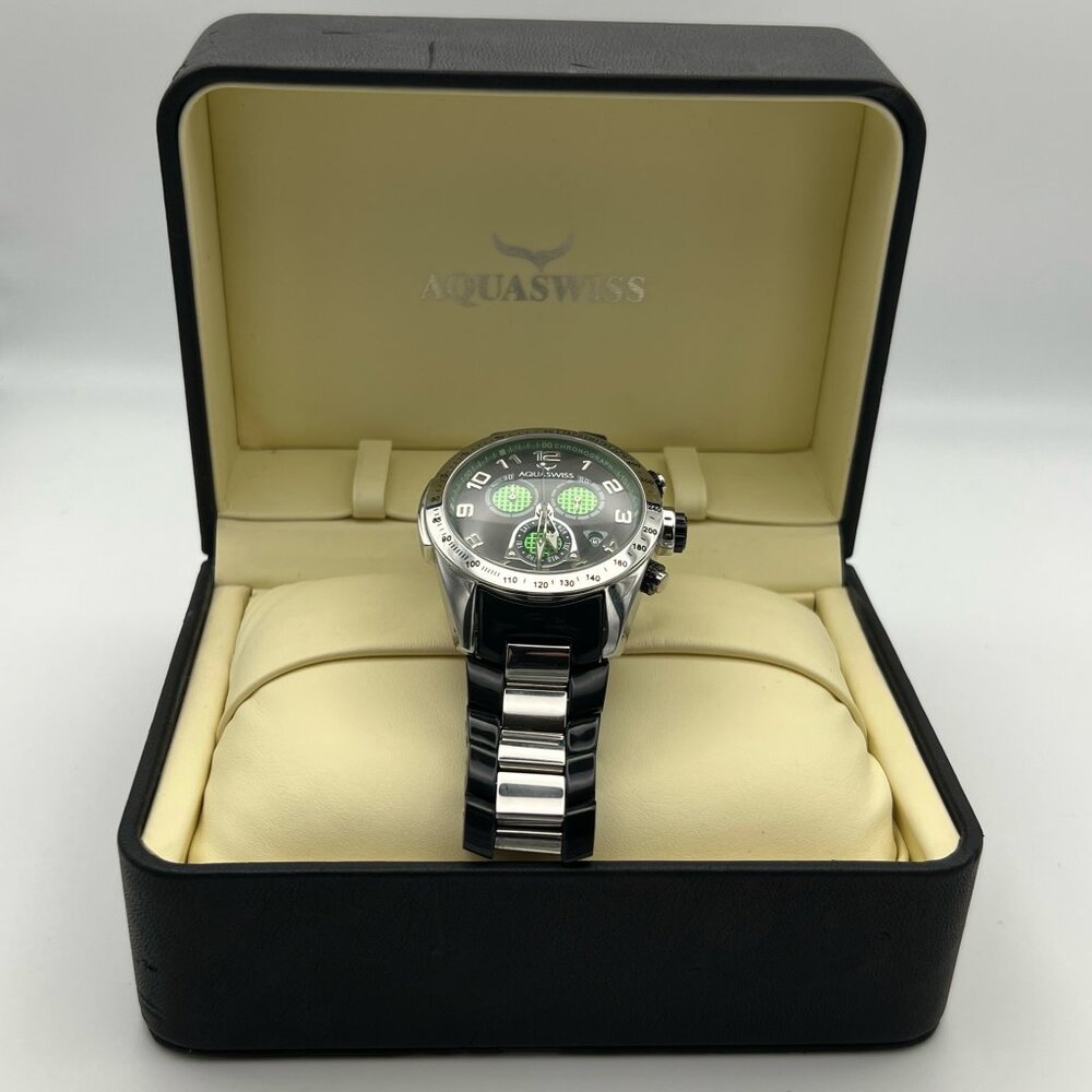 AquaSwiss Chronograph Green Black Mens Watch Working